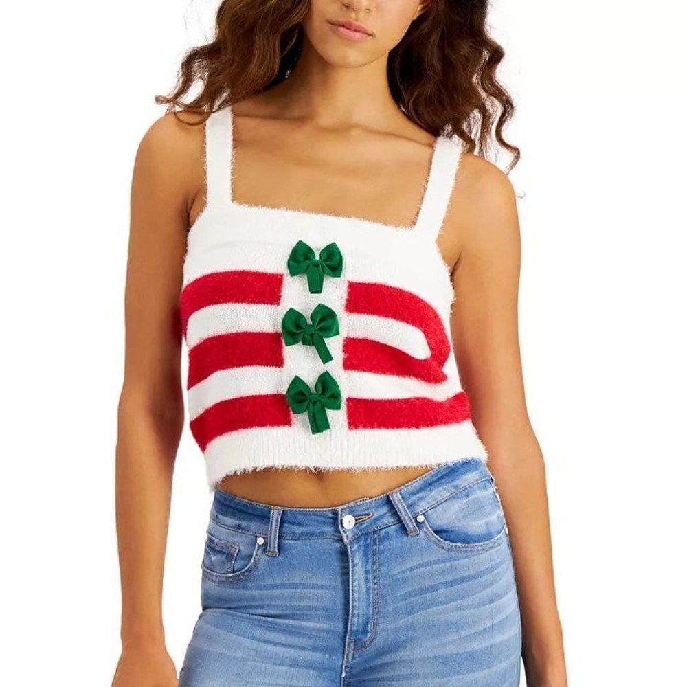 Hooked Up By IOT Juniors' Holiday Bow-Front Tank